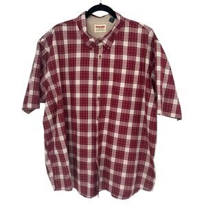 Wrangle Authentics Red White Plaid Short Sleeve Button Down Shirt XXL